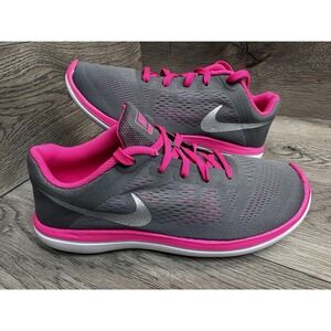 Nike Girls Youth Flex 2016 Run  Grey Pink Running Shoes Sneakers Size 5.5Y